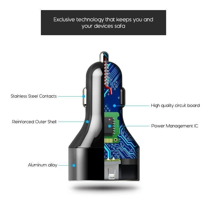 Suntaiho 3.0 Quick Type C Micro USB LED Autoladegerät für iPhone 8 plus 5V3A Dual USB Handy Tablet Autoladegerät Galaxy S8 S9