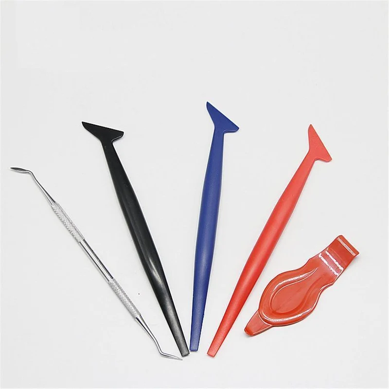 5PCS Auto Aufkleber Ecke Dekorieren Schaber für Fenster Tönung Anwendung Auto Vinyl Wrap Tuck Werkzeuge Dichtung Micro Rakel