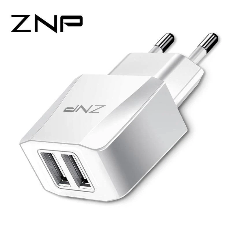 ZNP 2-Port-USB-Ladegerät, Handy-USB-Ladegerät, Schnelllade-Wandladegerät für iPhone, Samsung, Xiaomi, 2.1A Max-Ladegerät