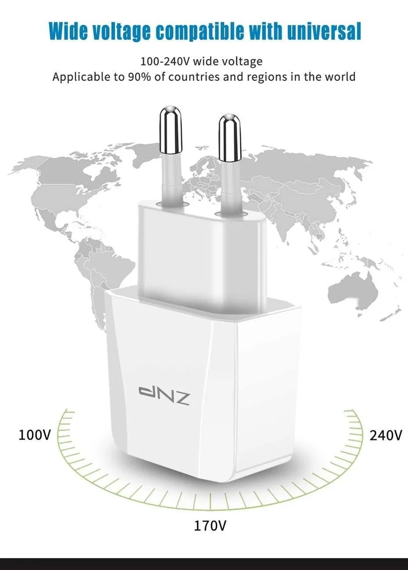 ZNP 2-Port-USB-Ladegerät, Handy-USB-Ladegerät, Schnelllade-Wandladegerät für iPhone, Samsung, Xiaomi, 2.1A Max-Ladegerät