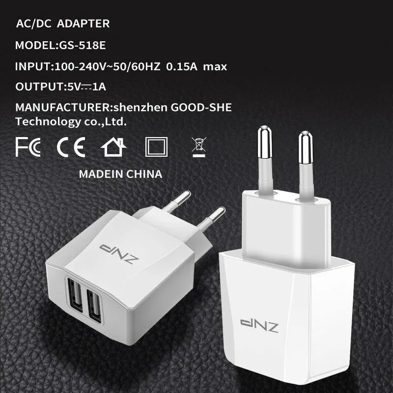 ZNP 2-Port-USB-Ladegerät, Handy-USB-Ladegerät, Schnelllade-Wandladegerät für iPhone, Samsung, Xiaomi, 2.1A Max-Ladegerät