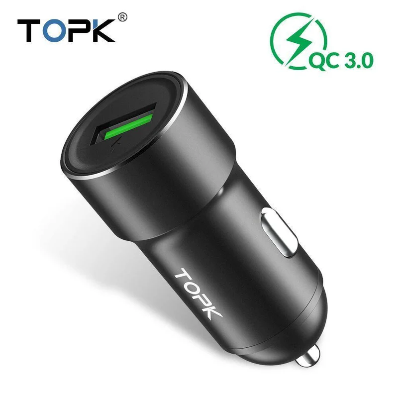 TOPK USB Autoladegerät Quick Charge 3.0 Handyladegerät Schnelles QC3.0 Autoladegerät für Samsung Xiaomi Huawei Adapter im Auto