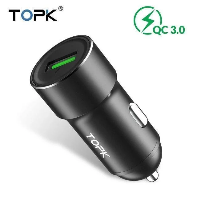 TOPK USB Autoladegerät Quick Charge 3.0 Handyladegerät Schnelles QC3.0 Autoladegerät für Samsung Xiaomi Huawei Adapter im Auto