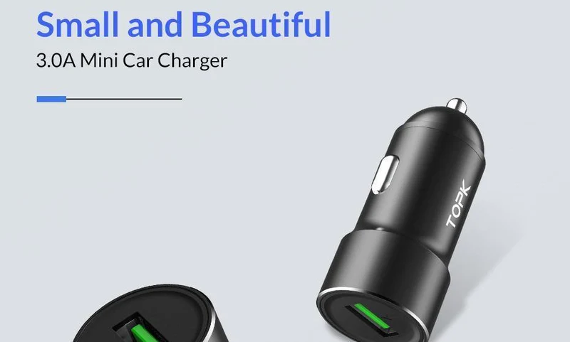 TOPK USB Autoladegerät Quick Charge 3.0 Handyladegerät Schnelles QC3.0 Autoladegerät für Samsung Xiaomi Huawei Adapter im Auto