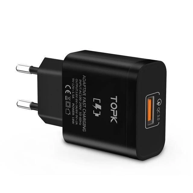 TOPK 18W Quick Charge 3.0 Schnelles Handy-Ladegerät EU-Stecker Wand-USB-Ladeadapter für Samsung Galaxy S8/S8+ Xiaomi Huawei