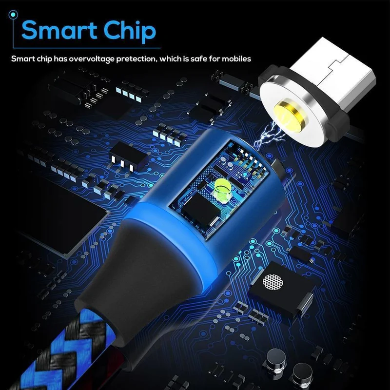 TOPK R-Line3 Micro-USB-Magnetkabel, geflochtenes Nylon-Mobiltelefonkabel für den Micro-USB-Anschluss, Micro-USB-LED-Magnet-Ladekabel