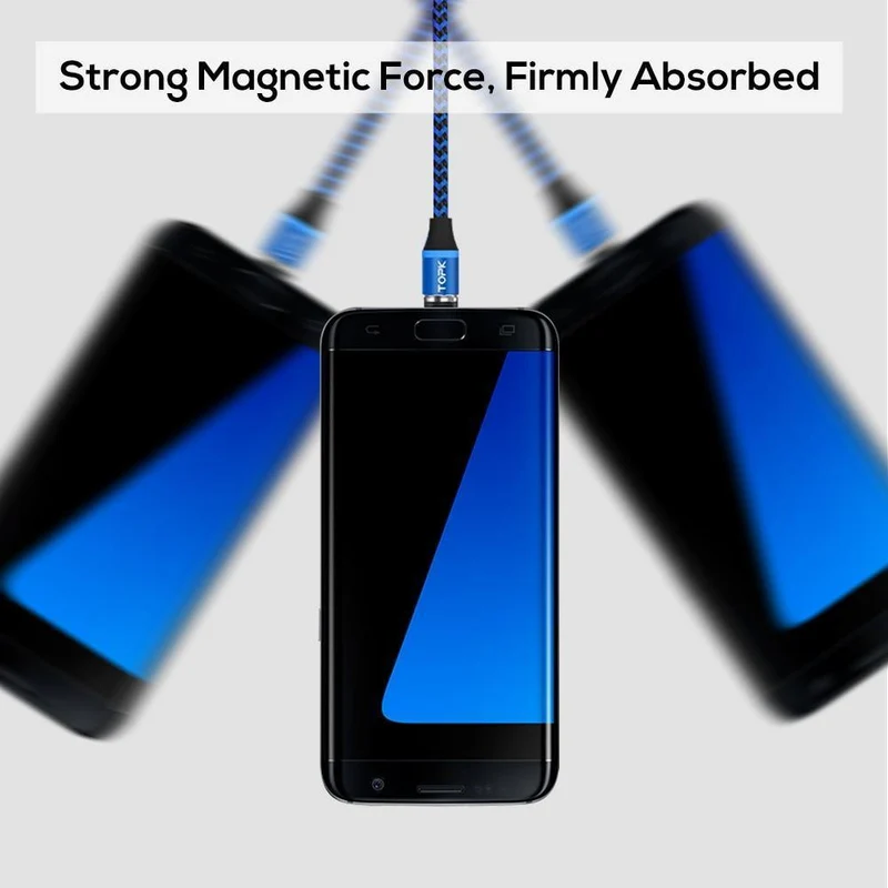 TOPK R-Line3 Micro-USB-Magnetkabel, geflochtenes Nylon-Mobiltelefonkabel für den Micro-USB-Anschluss, Micro-USB-LED-Magnet-Ladekabel