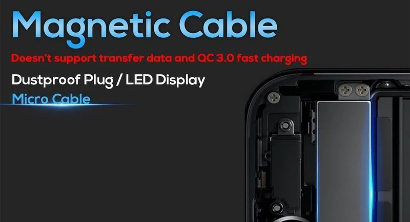 TOPK R-Line3 Micro-USB-Magnetkabel, geflochtenes Nylon-Mobiltelefonkabel für den Micro-USB-Anschluss, Micro-USB-LED-Magnet-Ladekabel