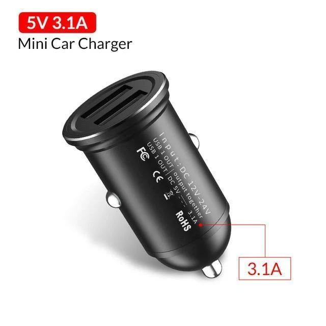 TOPK Mini-USB-Autoladegerät für iPhone Xiaomi Handy Tablet 3.1A Schnelllade-Dual-USB-Autoladegerät-Adapter im Auto