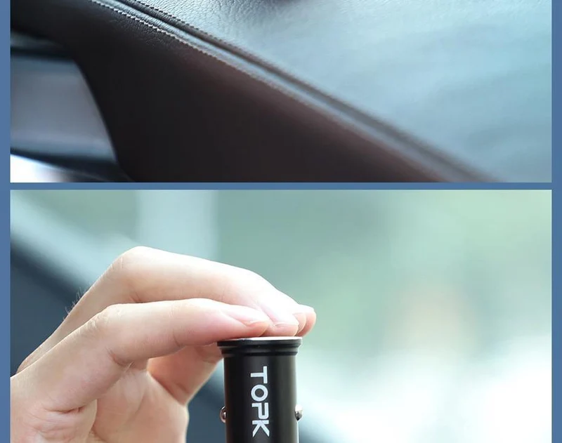 TOPK Mini-USB-Autoladegerät für iPhone Xiaomi Handy Tablet 3.1A Schnelllade-Dual-USB-Autoladegerät-Adapter im Auto