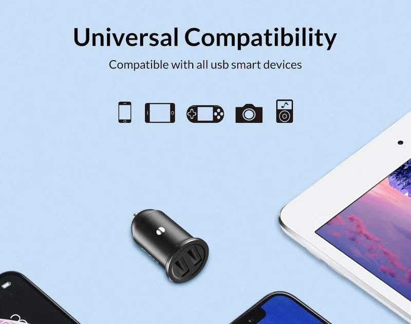 TOPK Mini-USB-Autoladegerät für iPhone Xiaomi Handy Tablet 3.1A Schnelllade-Dual-USB-Autoladegerät-Adapter im Auto
