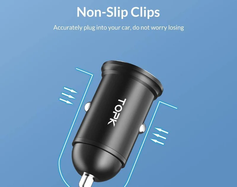 TOPK Mini-USB-Autoladegerät für iPhone Xiaomi Handy Tablet 3.1A Schnelllade-Dual-USB-Autoladegerät-Adapter im Auto