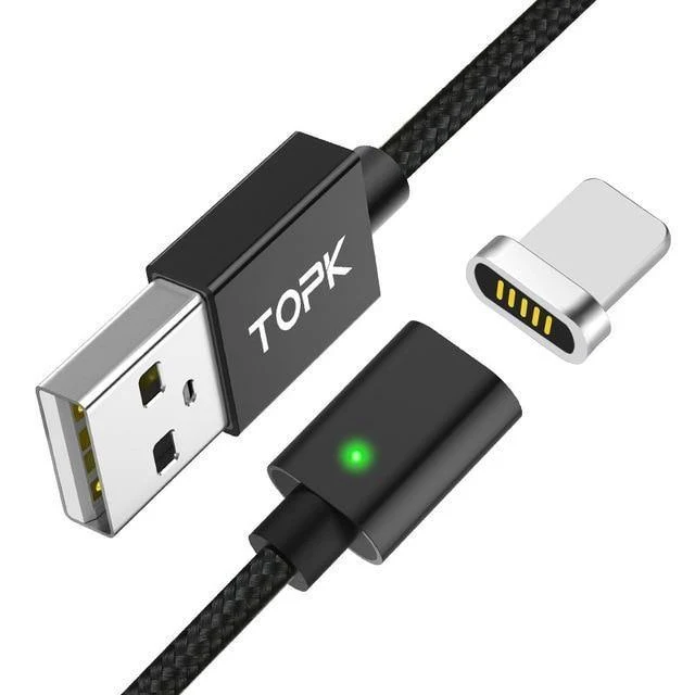 TOPK Magnetisches USB-Kabel für iPhone Xs Max Micro USB Typ C Magnetladegerät Datenladekabel für Mobiltelefone für Samsung Xiaomi