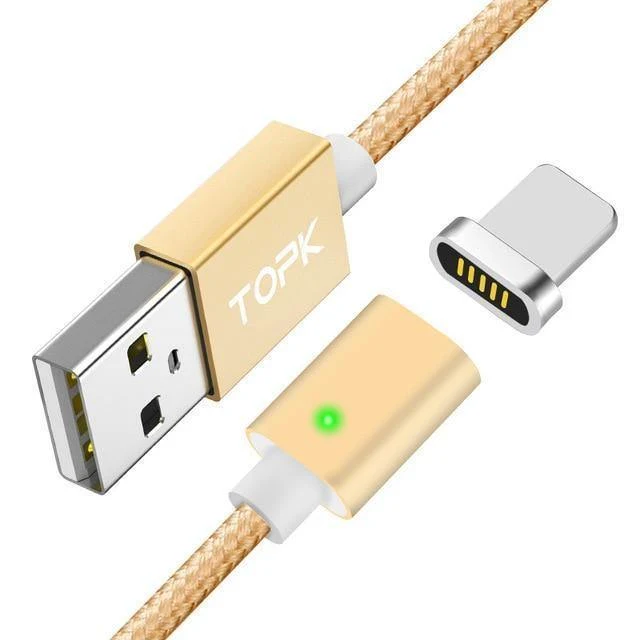 TOPK Magnetisches USB-Kabel für iPhone Xs Max Micro USB Typ C Magnetladegerät Datenladekabel für Mobiltelefone für Samsung Xiaomi