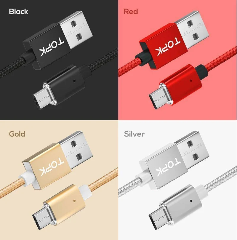 TOPK Magnetisches USB-Kabel für iPhone Xs Max Micro USB Typ C Magnetladegerät Datenladekabel für Mobiltelefone für Samsung Xiaomi