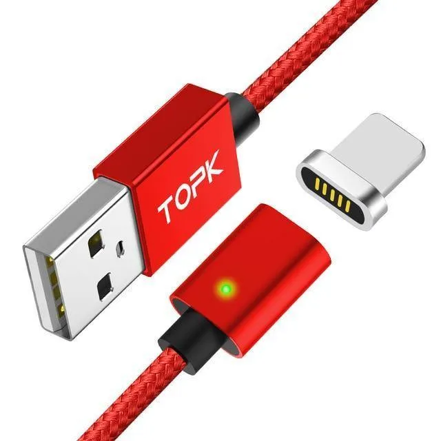 TOPK Magnetisches USB-Kabel für iPhone Xs Max Micro USB Typ C Magnetladegerät Datenladekabel für Mobiltelefone für Samsung Xiaomi