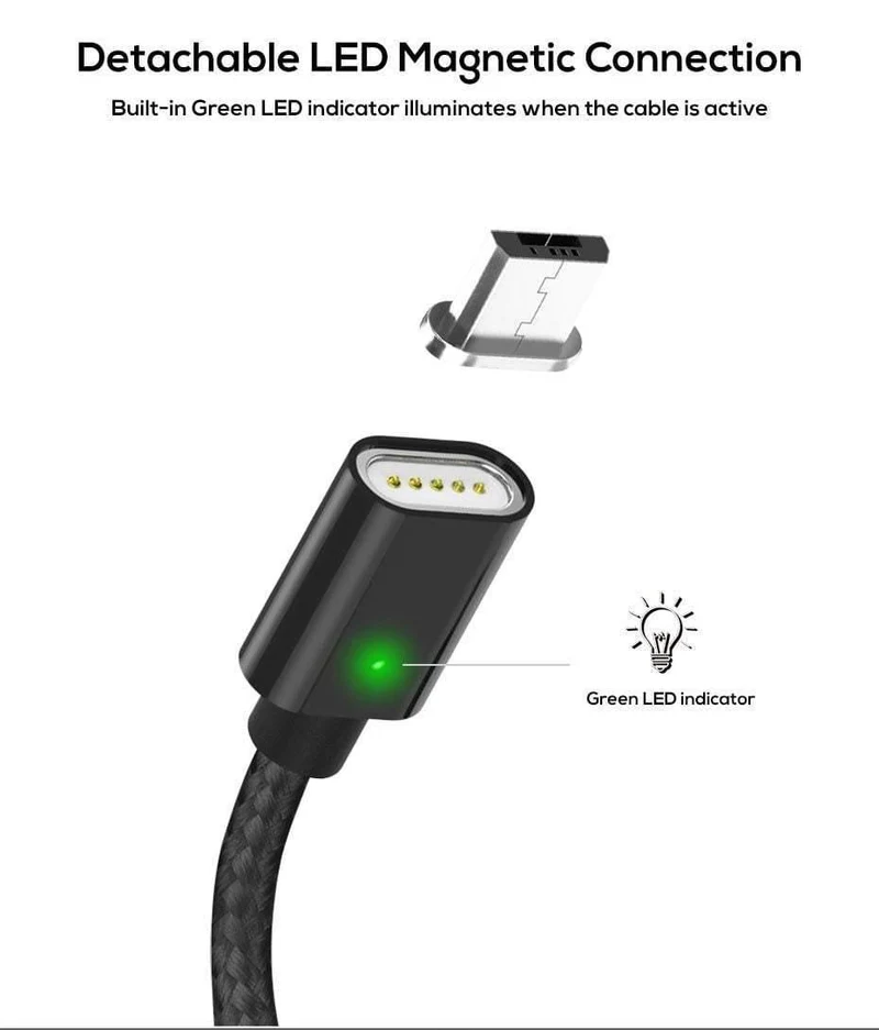 TOPK Magnetisches USB-Kabel für iPhone Xs Max Micro USB Typ C Magnetladegerät Datenladekabel für Mobiltelefone für Samsung Xiaomi