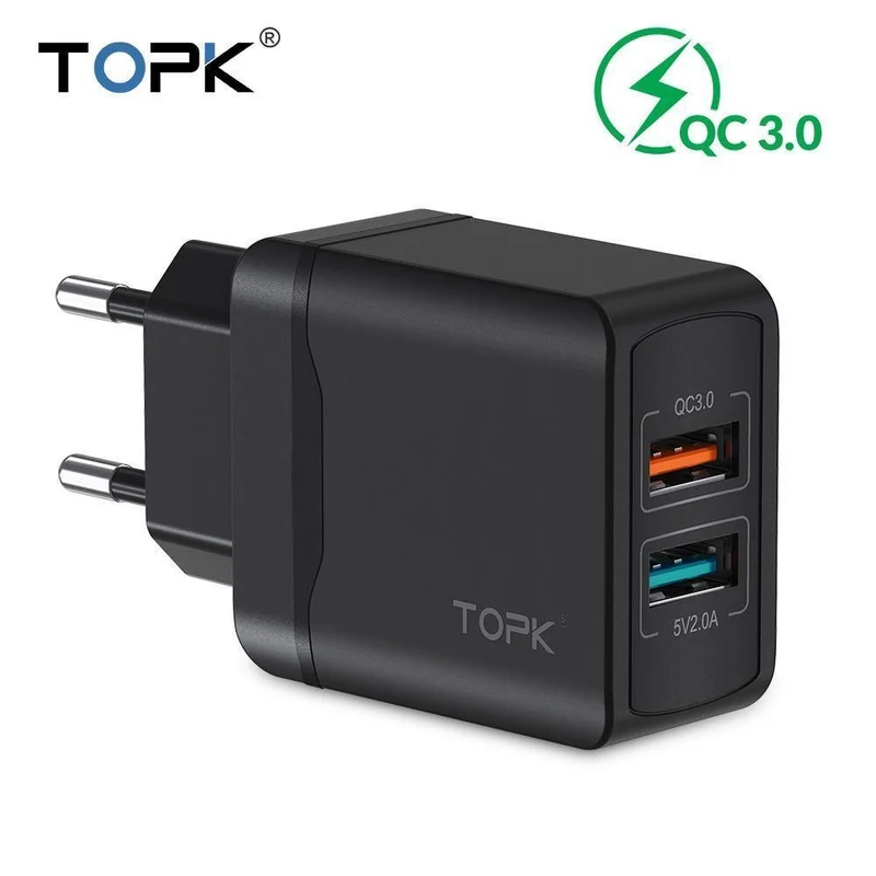 TOPK Quick Charge 3.0 18W QC 3.0 Dual USB Ladegerät Adapter EU Stecker Reise Wand Handy Ladegerät für iPhone Samsung Xiaomi