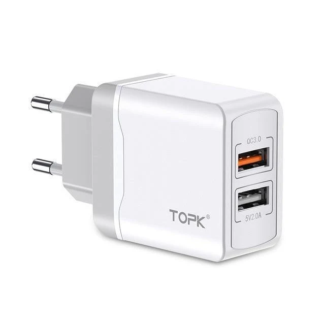 TOPK Quick Charge 3.0 18W QC 3.0 Dual USB Ladegerät Adapter EU Stecker Reise Wand Handy Ladegerät für iPhone Samsung Xiaomi