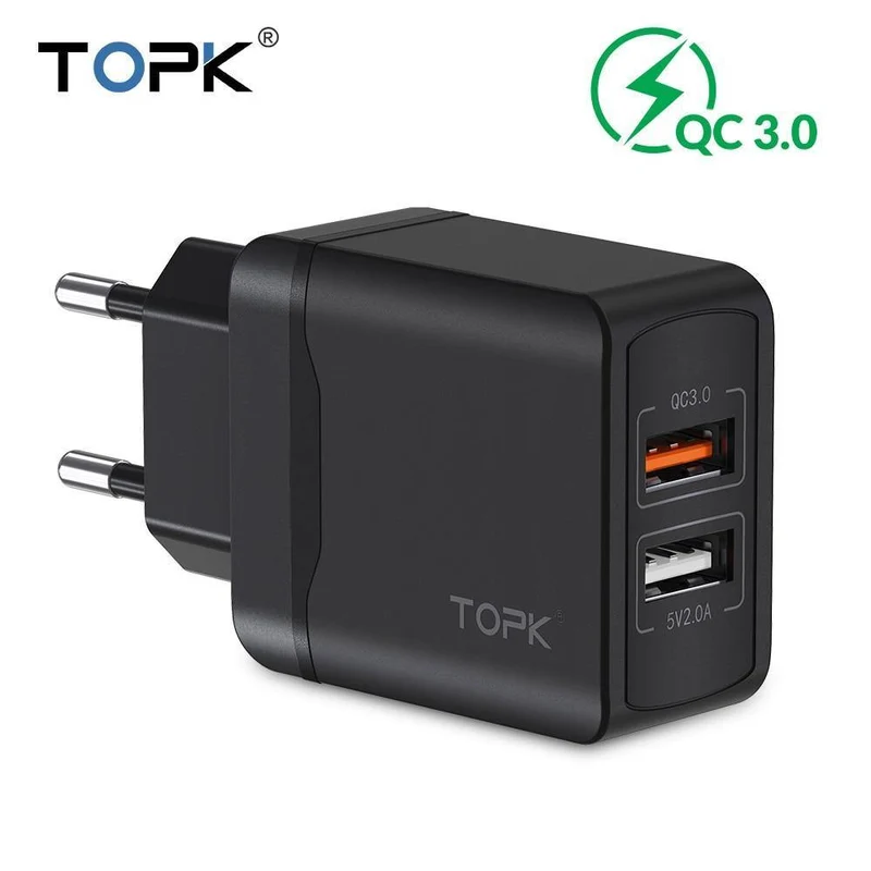 TOPK Quick Charge 3.0 18W QC 3.0 Dual USB Ladegerät Adapter EU Stecker Reise Wand Handy Ladegerät für iPhone Samsung Xiaomi