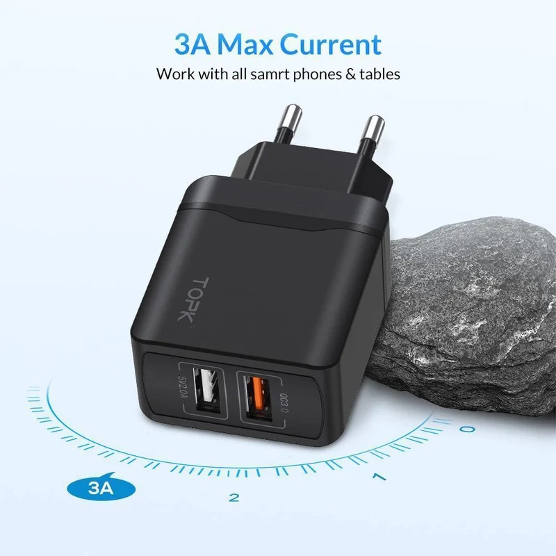 TOPK Quick Charge 3.0 18W QC 3.0 Dual USB Ladegerät Adapter EU Stecker Reise Wand Handy Ladegerät für iPhone Samsung Xiaomi