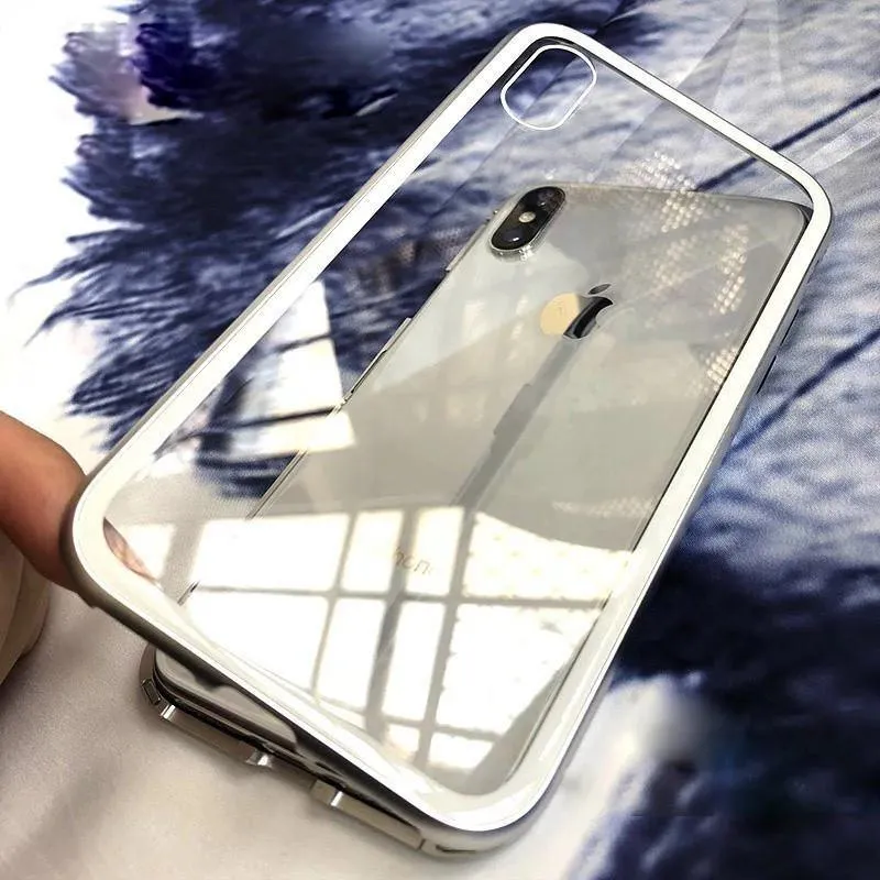 Handyhülle Telefon Defender Metall Handy Zubehör Glashülle Telefon Shell Transparent Gehärtetes Glas