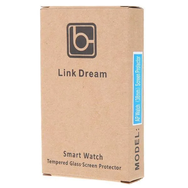 Schwarzer Premium-Glasfilm 0.2 mm gehärtetes Glas Vollmetallschutz für Smartwatch Apple Watch 38 mm