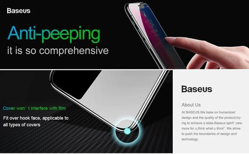 Baseus Privatsphäre Schutz Displayschutzfolie für iPhone X 10 3D vollständige Abdeckung Anti Spy gehärtetes Glas Schutzglas für iPhoneX