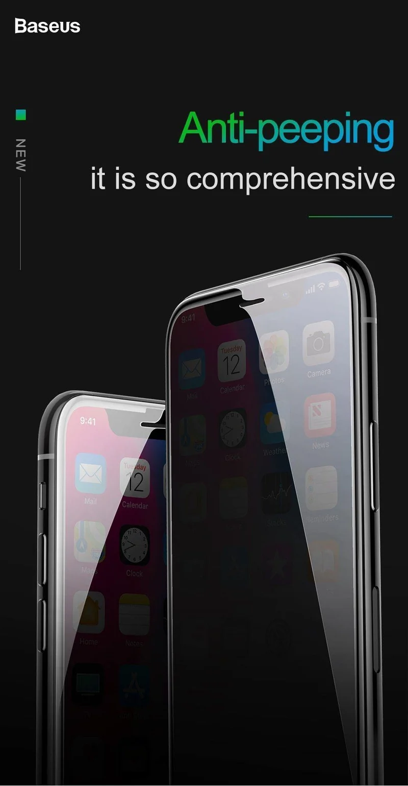 Baseus Privatsphäre Schutz Displayschutzfolie für iPhone X 10 3D vollständige Abdeckung Anti Spy gehärtetes Glas Schutzglas für iPhoneX