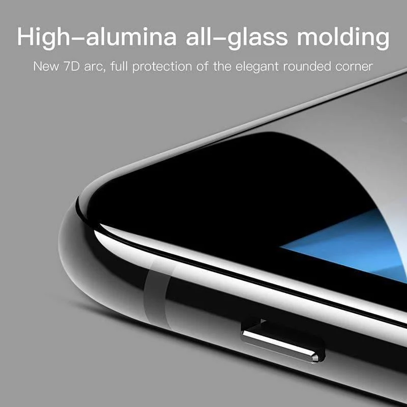 Baseus 7D Displayschutz aus gehärtetem Glas für iPhone 8 7 Plus, 0.3 mm, gebogene Vorderseite, vollständige Abdeckung, Rand aus gehärtetem Schutzglas
