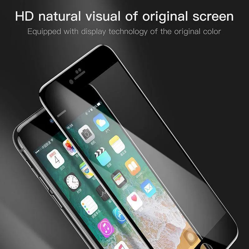 Baseus 7D Displayschutz aus gehärtetem Glas für iPhone 8 7 Plus, 0.3 mm, gebogene Vorderseite, vollständige Abdeckung, Rand aus gehärtetem Schutzglas