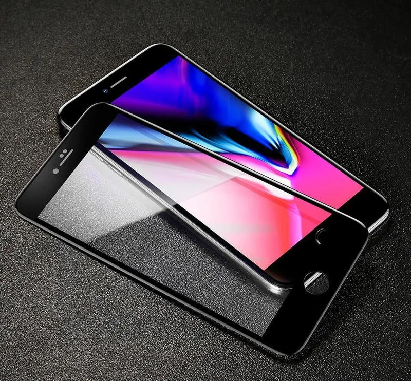 Baseus 7D Displayschutz aus gehärtetem Glas für iPhone 8 7 Plus, 0.3 mm, gebogene Vorderseite, vollständige Abdeckung, Rand aus gehärtetem Schutzglas