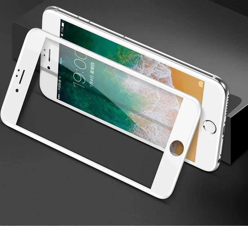Baseus 7D Displayschutz aus gehärtetem Glas für iPhone 8 7 Plus, 0.3 mm, gebogene Vorderseite, vollständige Abdeckung, Rand aus gehärtetem Schutzglas