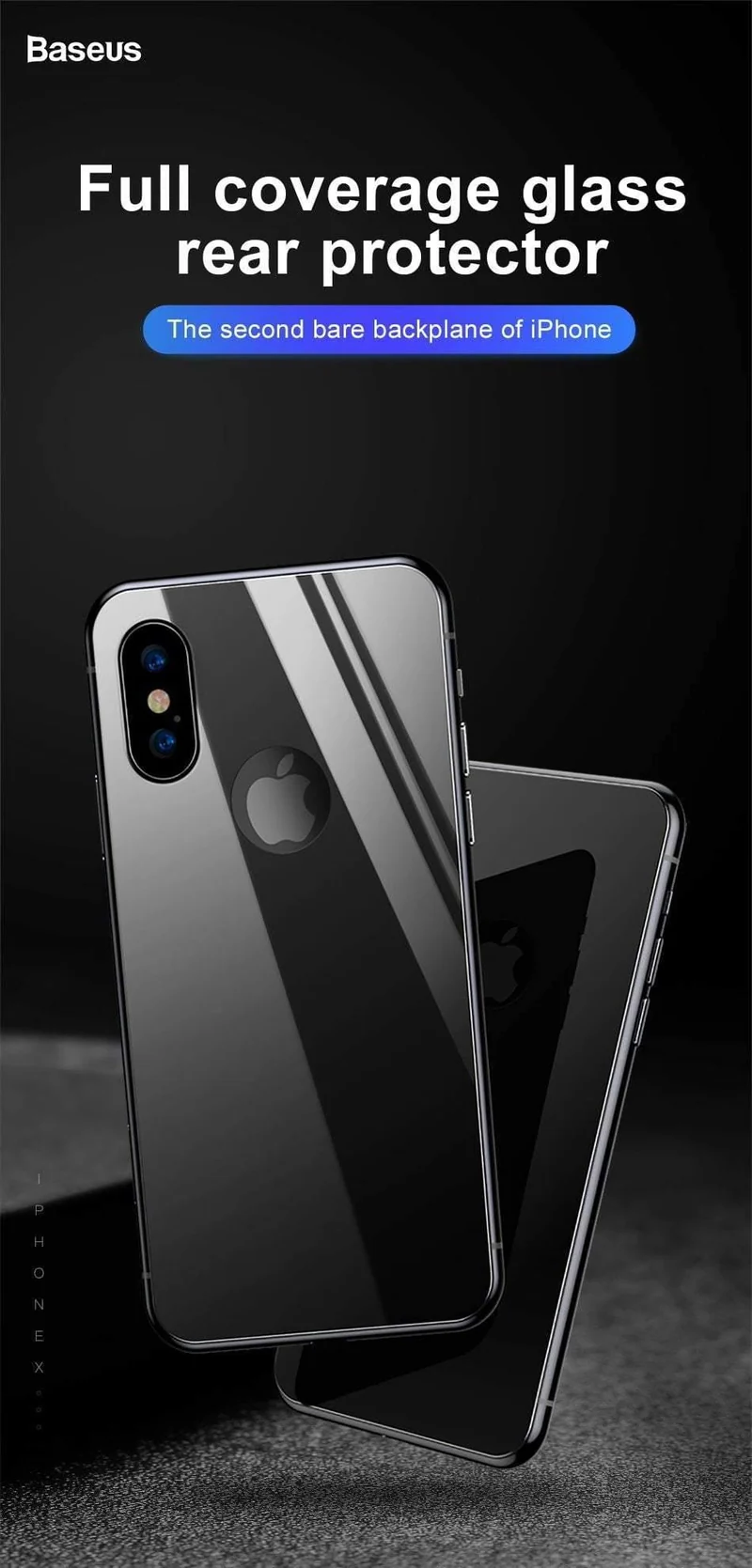 Baseus Back Displayschutz aus gehärtetem Glas für iPhone Xs Max Vollständige Abdeckung Rückschutz Hartglasfolie für iPhoneXS Max