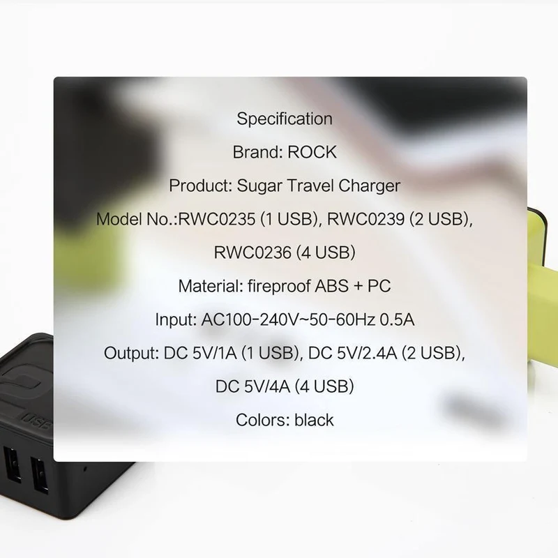 Sugar Handy-Ladegerät, ROCK 5V1A 5V2.4A 5V4A Universal-Reise-Telefon-USB-Ladegerät, 1 2 4 USB-Wandladegerät für iPhone-Adapter