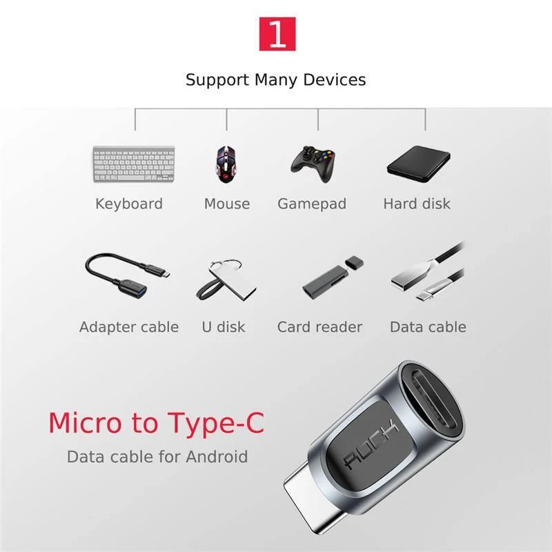 ROCK Micro USB Adapter USB-C 3.1 OTG Konverter Typ-c Schalter für Android Smartphone Ladegerät Daten Anschluss