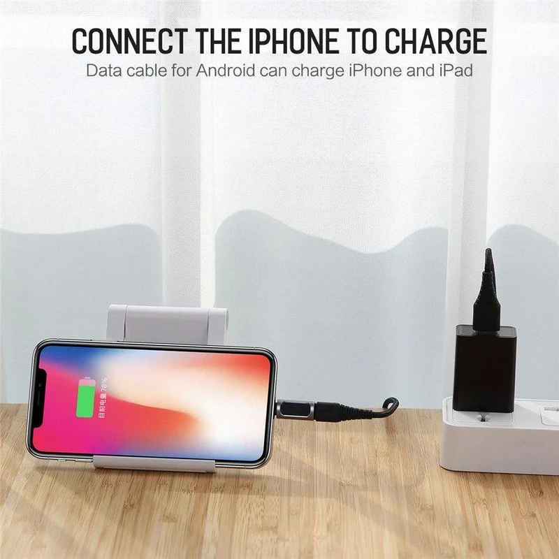 ROCK Telefon Adapter Typ-c Micro zu Lade für iPhone 6 7 8 X Ladegerät Adapter 2.4 EINE Schnelle Lade kabel Adapter für iPad iPod