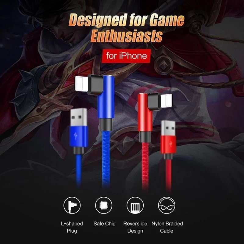 ROCK L-förmiges USB-Handykabel für iPhone X 8 7 6 6S Plus SE 5 iPad Air Mini Schnellladegerät Daten-Handykabel