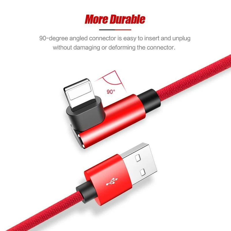 ROCK L-förmiges USB-Handykabel für iPhone X 8 7 6 6S Plus SE 5 iPad Air Mini Schnellladegerät Daten-Handykabel