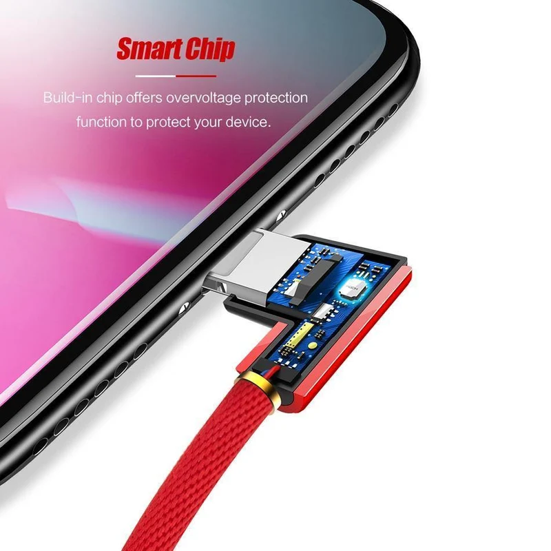 ROCK L-förmiges USB-Handykabel für iPhone X 8 7 6 6S Plus SE 5 iPad Air Mini Schnellladegerät Daten-Handykabel