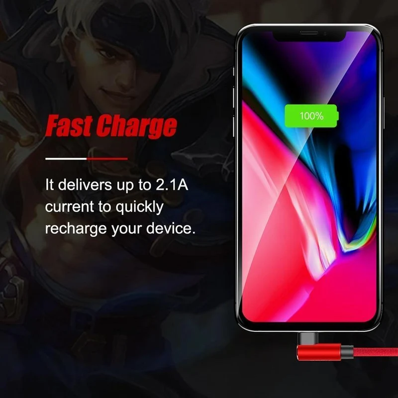 ROCK L-förmiges USB-Handykabel für iPhone X 8 7 6 6S Plus SE 5 iPad Air Mini Schnellladegerät Daten-Handykabel