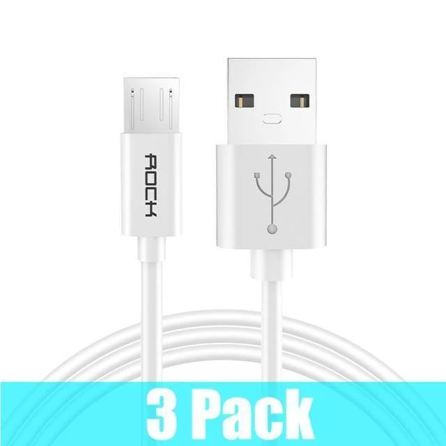 3er-Pack ROCK Micro-USB-Kabel 5V2A Schnellladekabel für Mobiltelefone USB-Ladekabel für SamSung Xiaomi Huawei Android Sync-Datumskabel