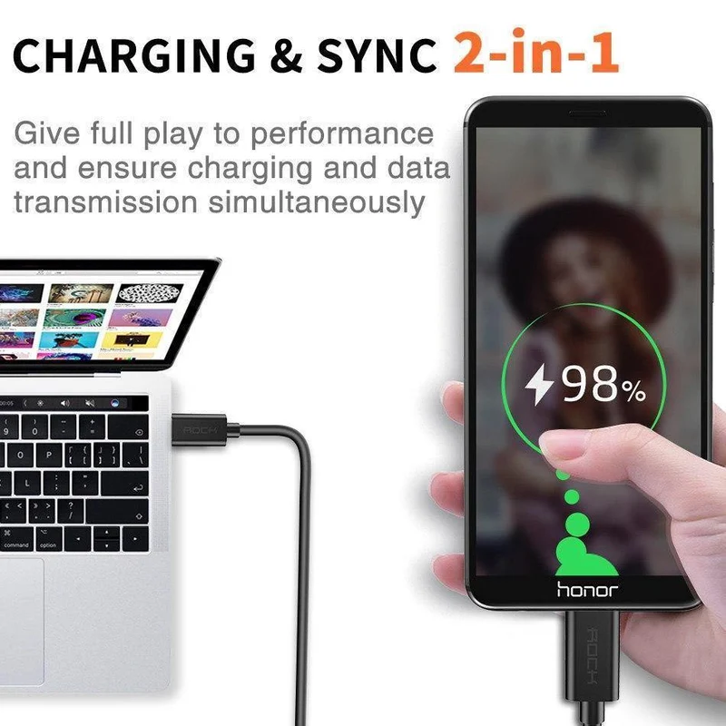 3er-Pack ROCK Micro-USB-Kabel 5V2A Schnellladekabel für Mobiltelefone USB-Ladekabel für SamSung Xiaomi Huawei Android Sync-Datumskabel