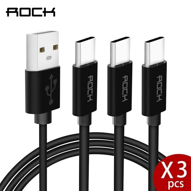 3er-Pack ROCK USB-C-Kabel USB Typ C Schnellladekabel für Telefonladegerät für Samsung S9 Note 8 Xiaomi 6 Huawei P10 Adapter USB-C