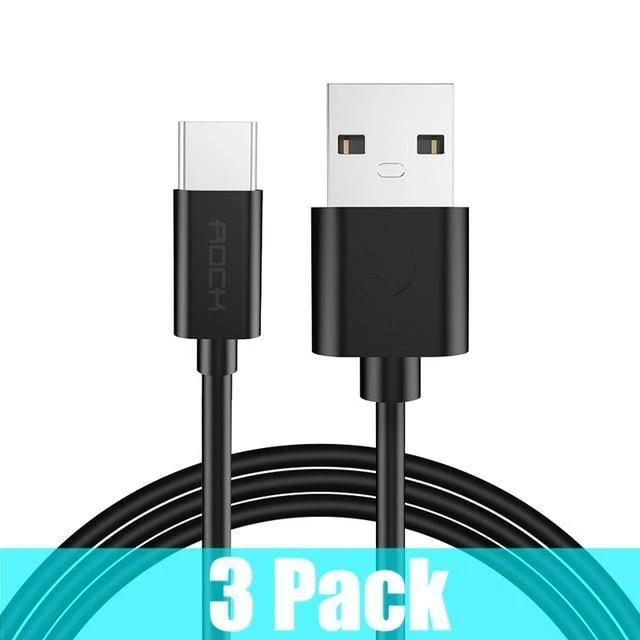 3er-Pack ROCK USB-C-Kabel USB Typ C Schnellladekabel für Telefonladegerät für Samsung S9 Note 8 Xiaomi 6 Huawei P10 Adapter USB-C