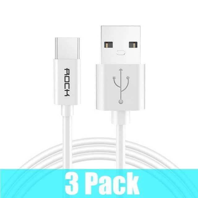 3er-Pack ROCK USB-C-Kabel USB Typ C Schnellladekabel für Telefonladegerät für Samsung S9 Note 8 Xiaomi 6 Huawei P10 Adapter USB-C