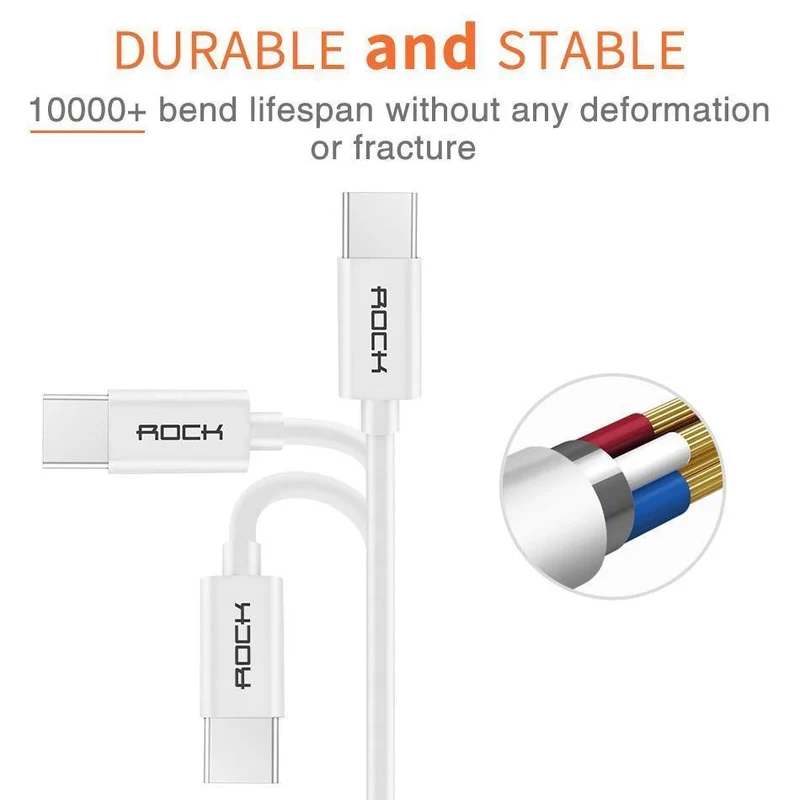 3er-Pack ROCK USB-C-Kabel USB Typ C Schnellladekabel für Telefonladegerät für Samsung S9 Note 8 Xiaomi 6 Huawei P10 Adapter USB-C