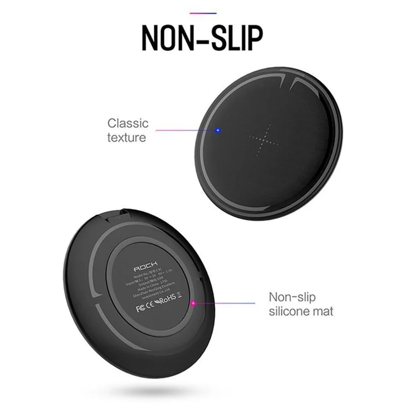 ROCK Für iPhone Samsung Drahtlose Ladegerät, 10W Desktop Smartphone Qi Drahtlose Ladegerät Für iPhone X Galaxy S8 Hinweis 8 WPC FOD