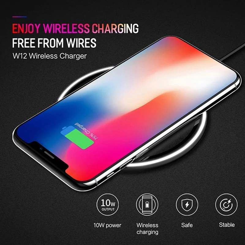 ROCK Für iPhone Samsung Drahtlose Ladegerät, 10W Desktop Smartphone Qi Drahtlose Ladegerät Für iPhone X Galaxy S8 Hinweis 8 WPC FOD