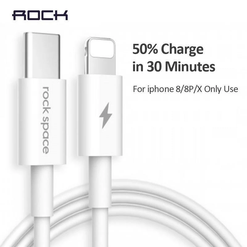 ROCK USB C PD Kabel Typ C auf 8 Pin Schnellladekabel für iPhone X 8 8 Plus Telefon Datenkabel für iPhone 1M 15W Ladegerät Kabel